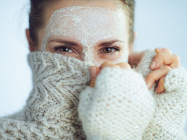 Dry and patchy skin. Woman with winter skin.